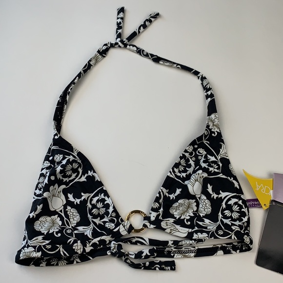 NWT Black & White Floral Print String Bikini Cia Maritima - Picture 2 of 10